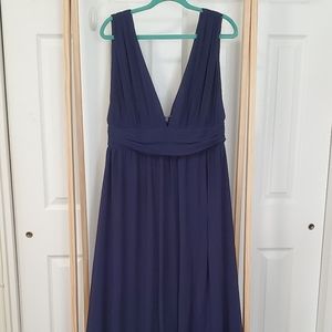Lulu's Deep V Plunge Ballgown in Navy